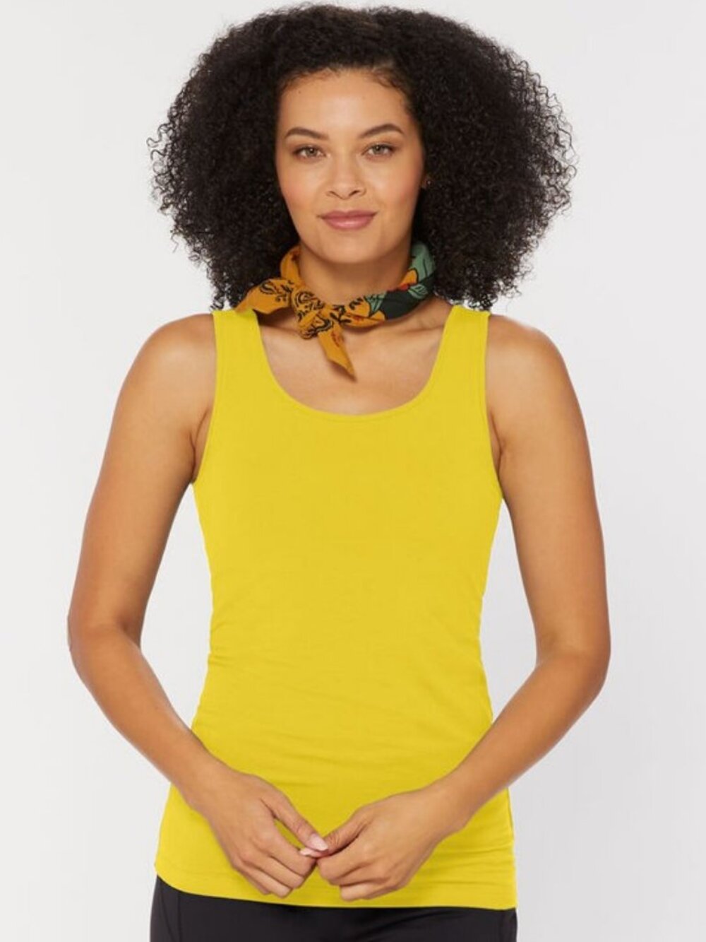 Duluth Trading Co. Yellow No-Yank Wireless Built-in Bra Tank Top Size L NWT
